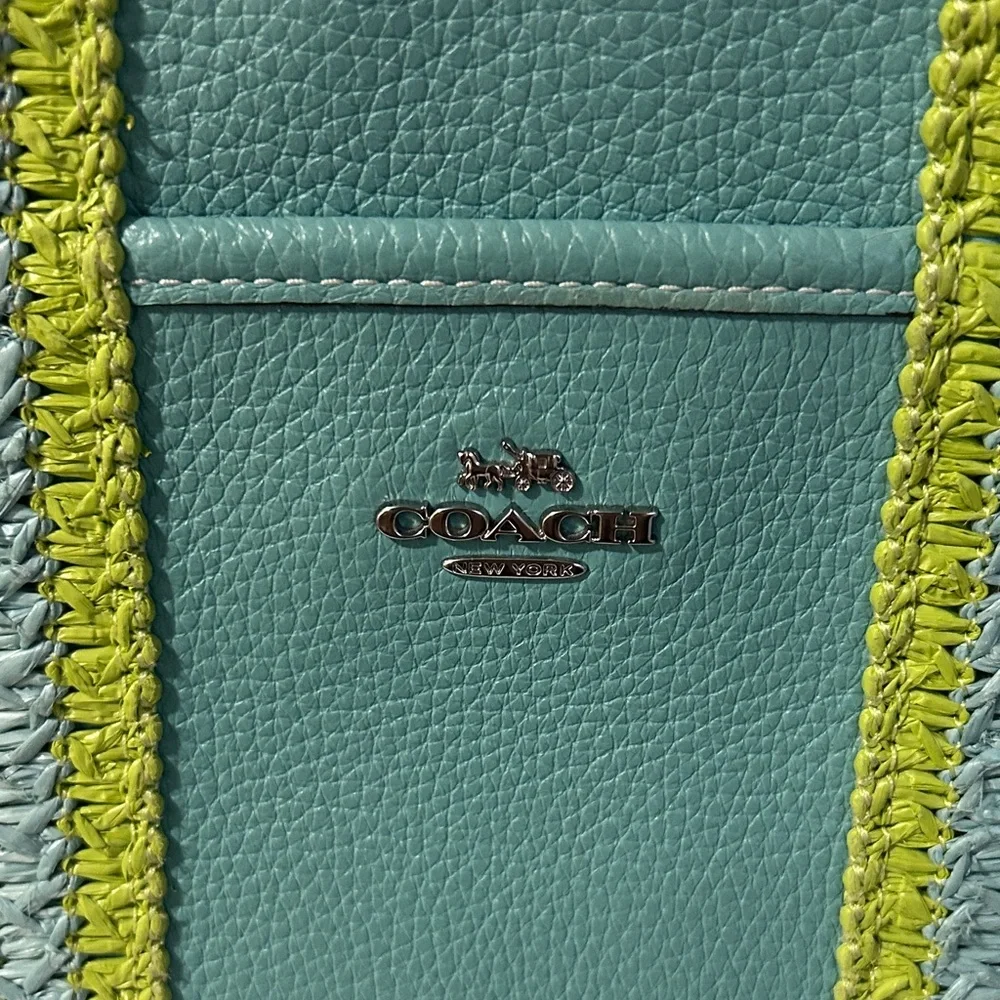 Coach Aqua and Lime Women's‎ Satchel - Picture 2 of 8